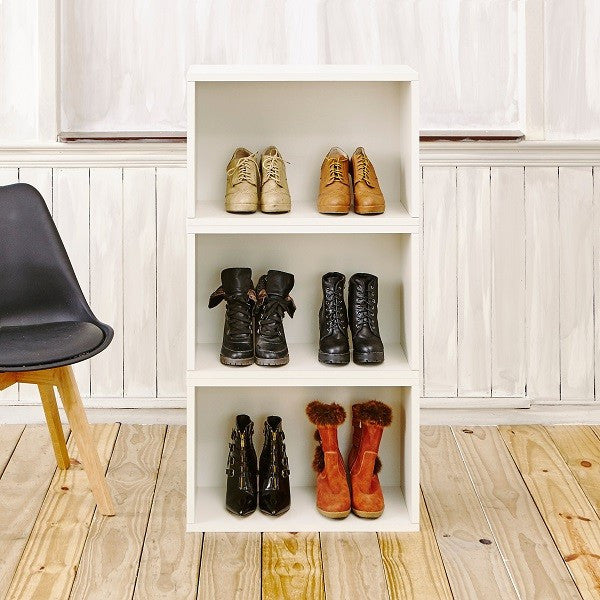 White Stackable Bookcase And Shoe Rack Shelf Way Basics