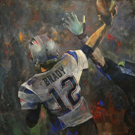 Tom Brady Painting Throwing Ball