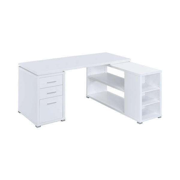 Benzara Contemporary L Shaped Office Desk With 3 Drawers And
