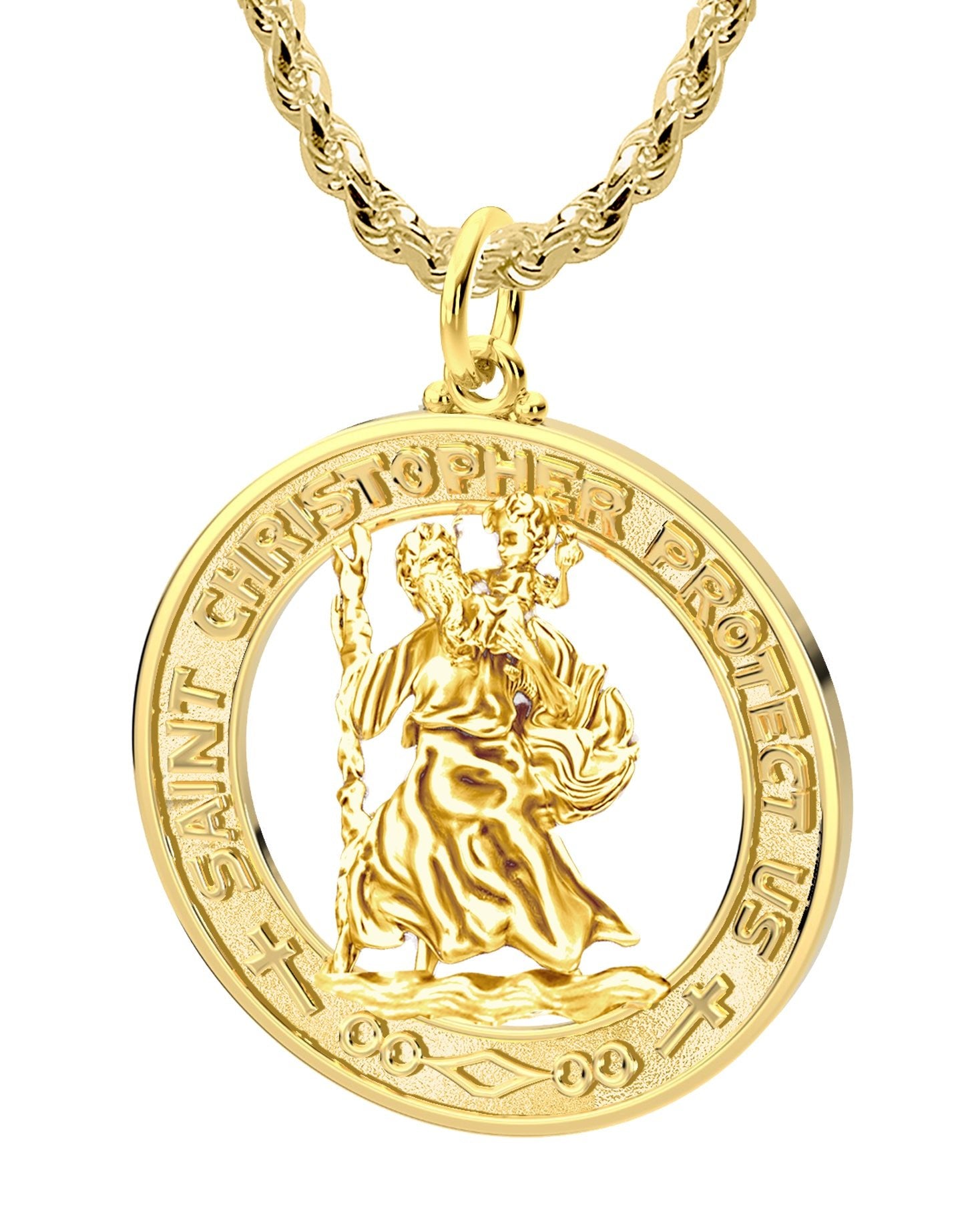 st christopher gold necklace mens