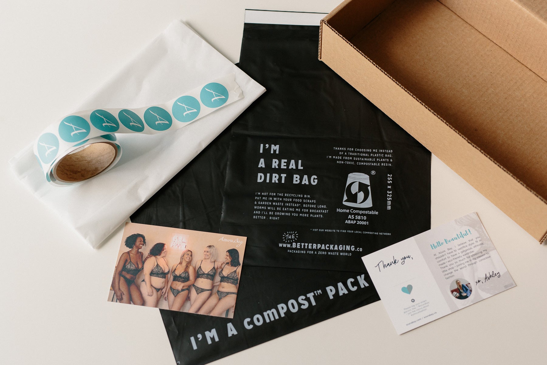 Plastic Free July at Azura Bay: Low waste/zero waste packaging + compostable mailers