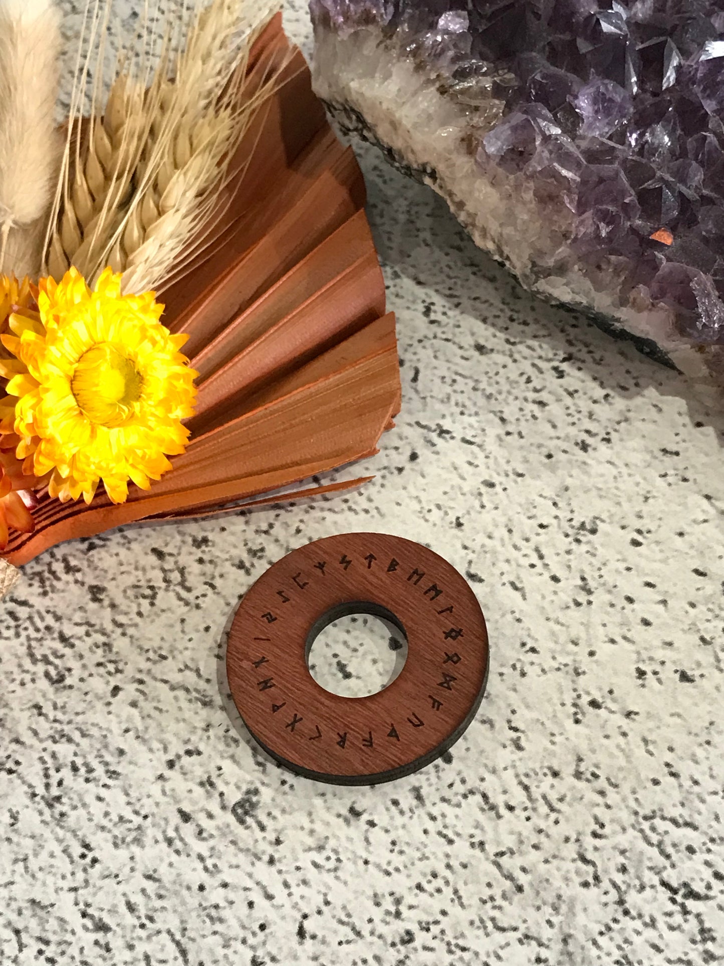 Wooden Sphere/Egg Holder Small ~ RUNES