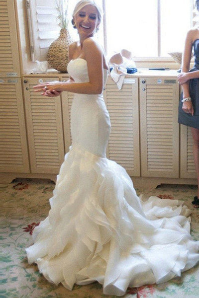 2017 Organza Mermaid Wedding Dresses Cheap Bridal Dresses Beach