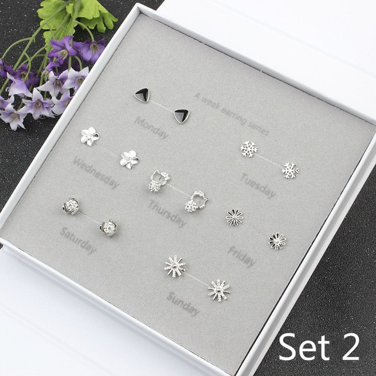 sterling silver stud earrings set