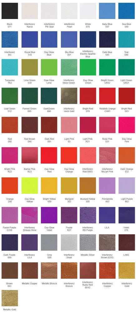 Kryolan build your Own Palette Color Chart