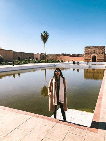 Ra'eesa in her KISA Classic Coat while in Morocco 
