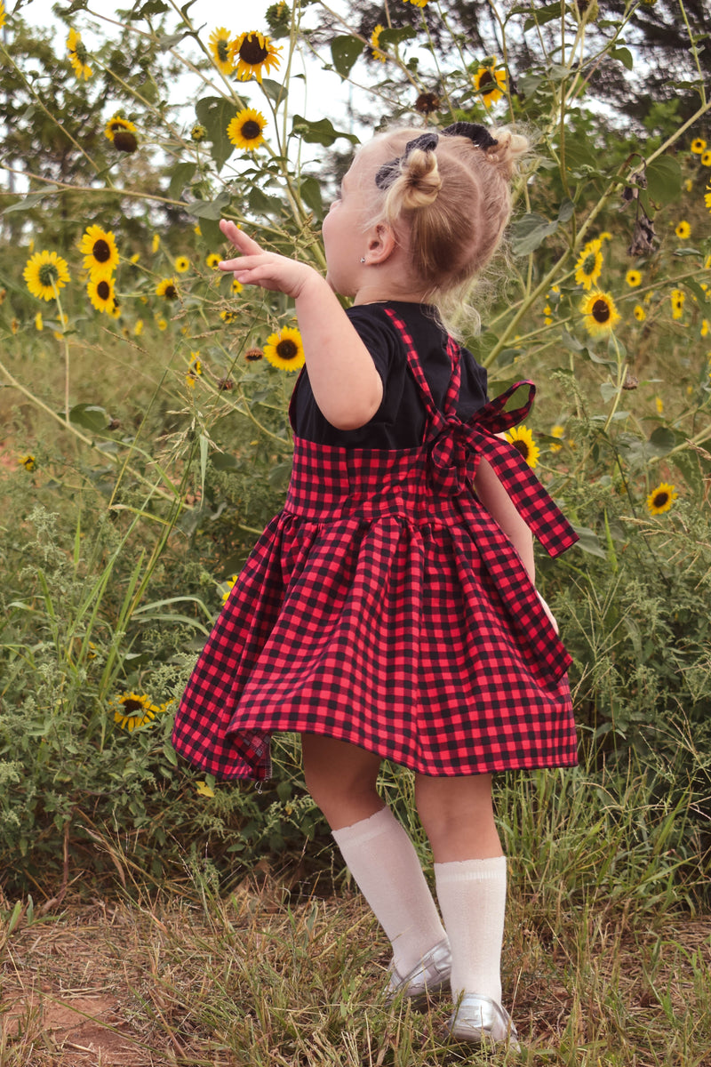 buffalo plaid suspender skirt