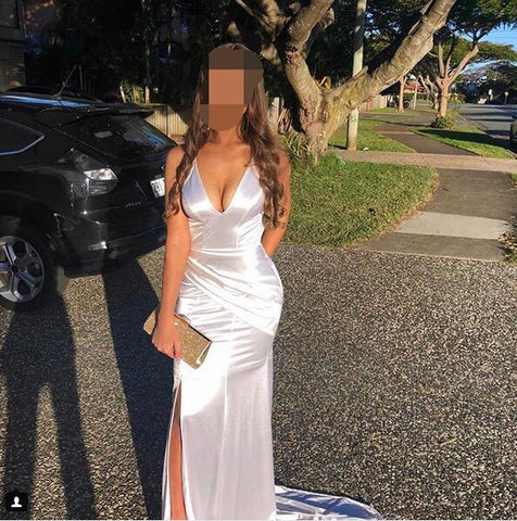 Mermaid Prom Dresses Short Train Spaghetti Straps Long Sexy Gold Prom Dress JKL636