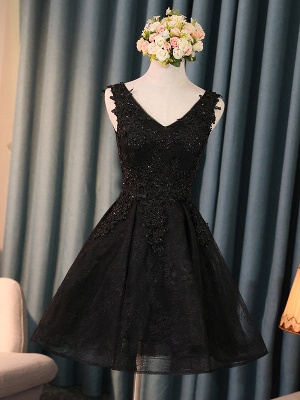 Little Black Dress Lace Cute Homecoming Dress Short Prom