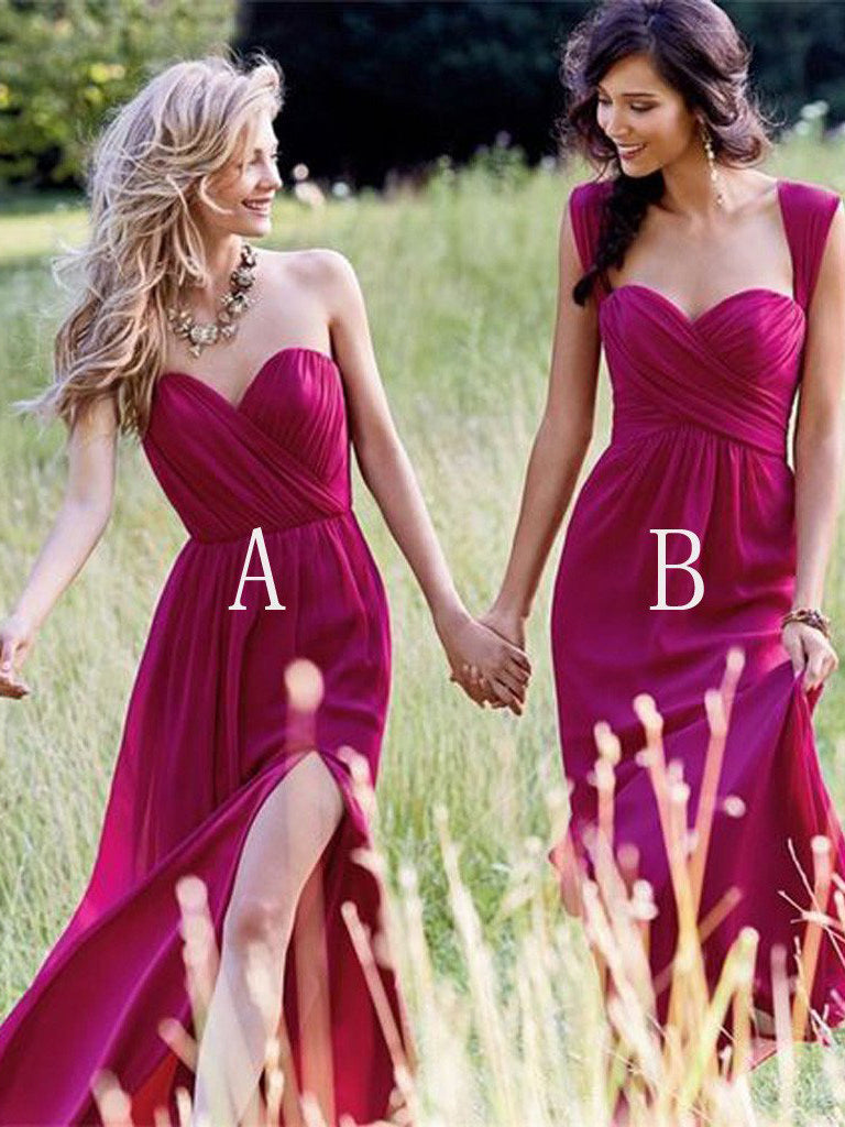 Cheap Bridesmaid Dresses Chiffon A Line Sexy Silt Fuchsia Bridesmaid D Anna Promdress 1591