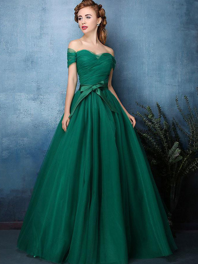 Hunter Green Prom Dresses A Line Off The Shoulder Sexy Cheap Prom Dres Anna Promdress 