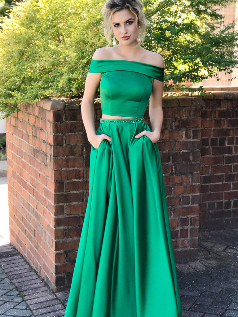 Two Piece Prom Dresses A Line Off The Shoulder Sexy Prom Dress Long Ev Anna Promdress 1355