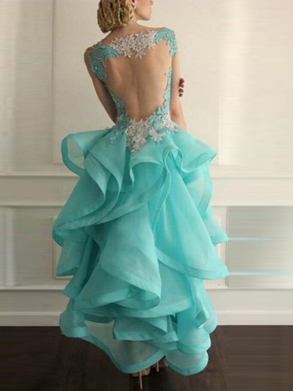 A Line Scoop Asymmetrical Tulle Homecoming Dress Short Prom Dress Anna Promdress 7562