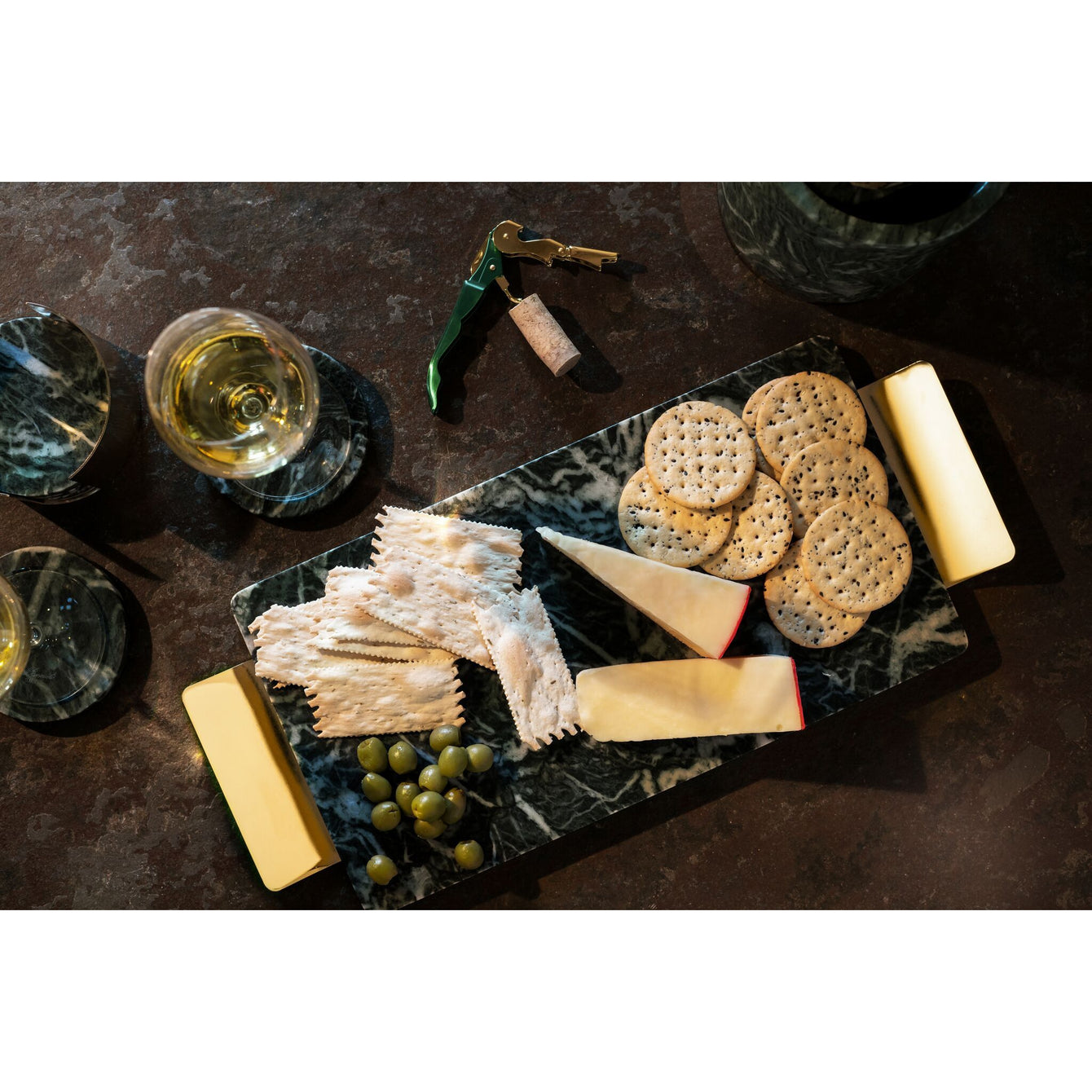 Burke Emerald & Gold Serving Tray-Home - Entertaining - Trays + Platters - Holiday-VISKI-Peccadilly