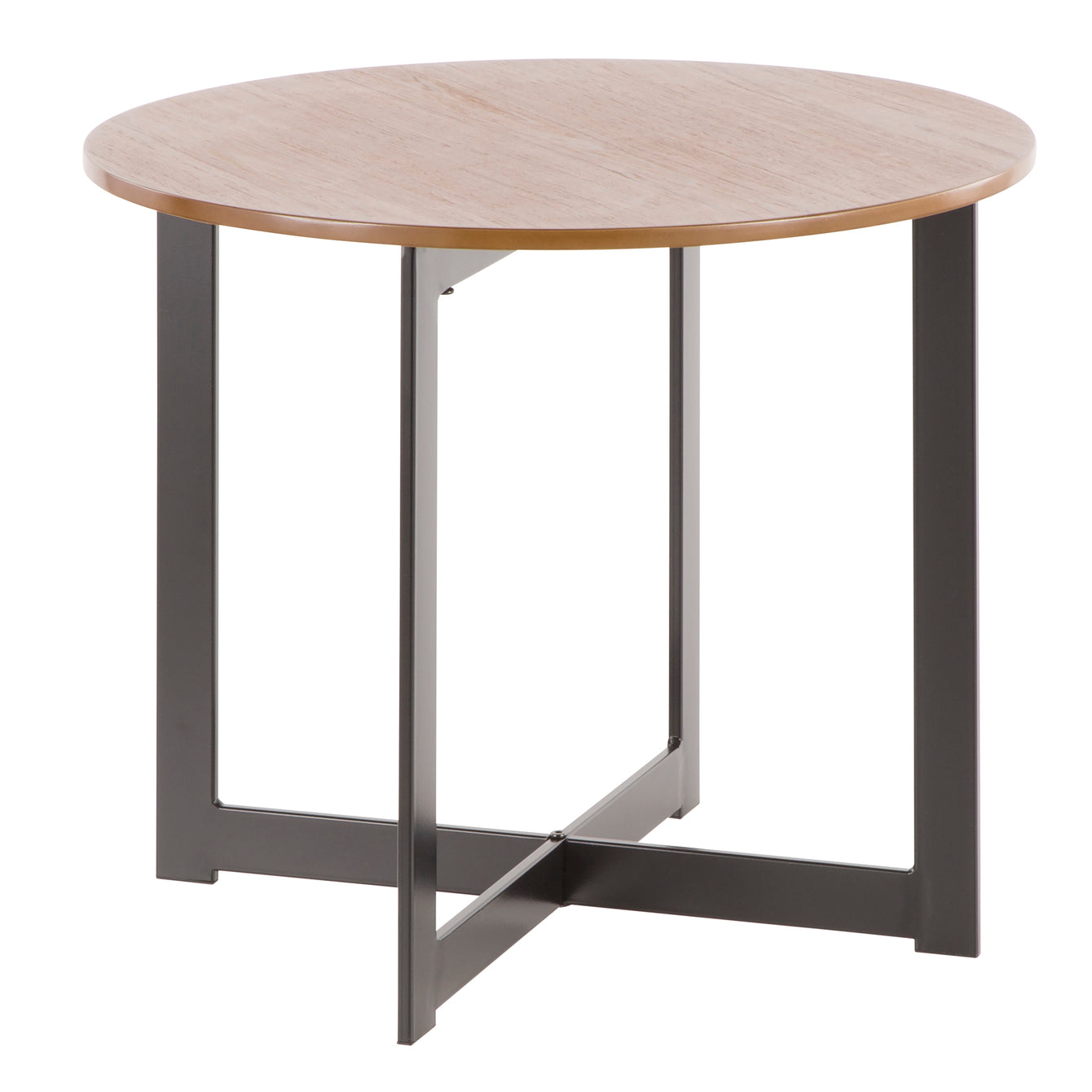 Cosmopolitan Industrial End Table in Black Metal and Walnut Wood-LUMISOURCE-Peccadilly
