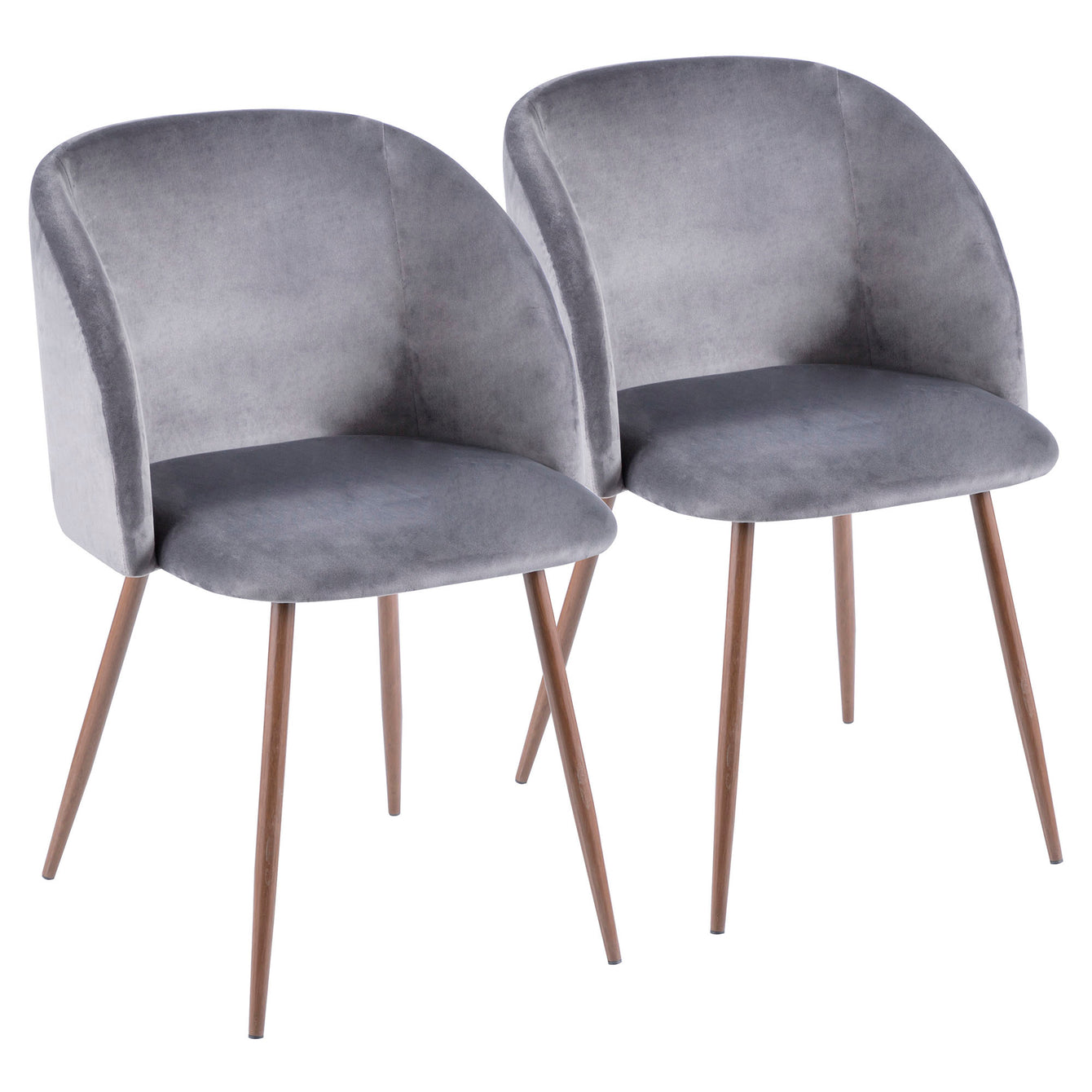 Fran Contemporary Dining or Accent Chair in Walnut with Grey Velvet Set of 2-Home - Furniture - Dining Chairs-LUMISOURCE-Peccadilly