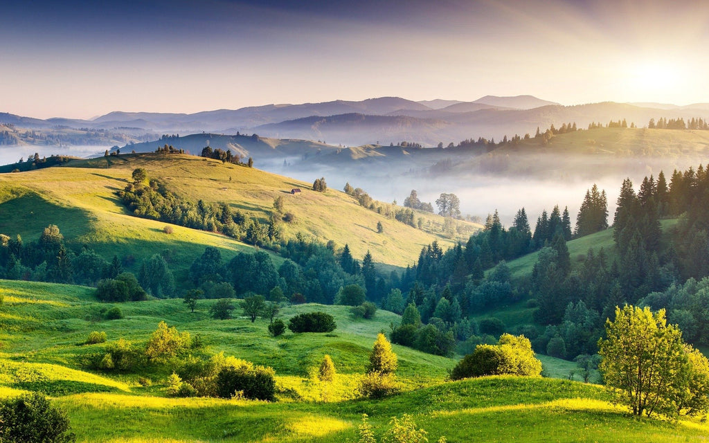 CONFIDENCE - BOOST YOUR CONFIDENCE WITH YOGA & MEDITATION. image of a beautiful green hilly landscape