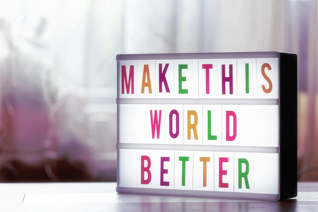 CONFIDENCE - BOOST YOUR CONFIDENCE WITH YOGA & MEDITATION. image of a sign saying ' make this world a better place'