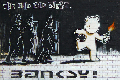 BANKSY BEAR GRAFFITI MURAL