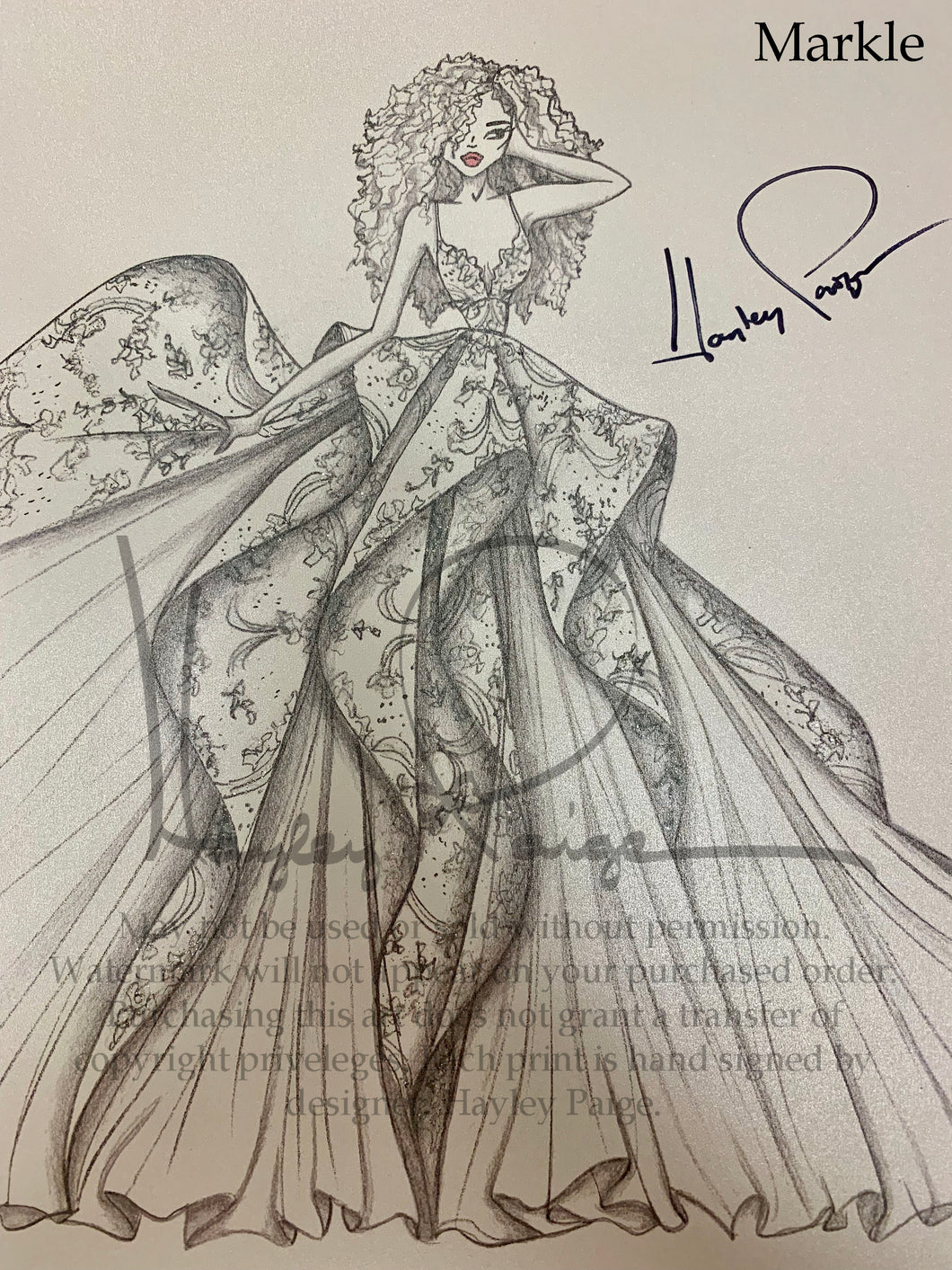 Markle- Hayley Paige Bridal Gown Printed Sketch