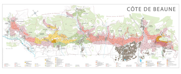 A map of the vineyards on the Côte de Beaune