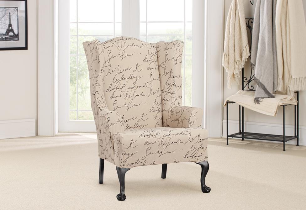 Stretch Pen Pal One Piece Wing Chair Slipcover Wing Chair