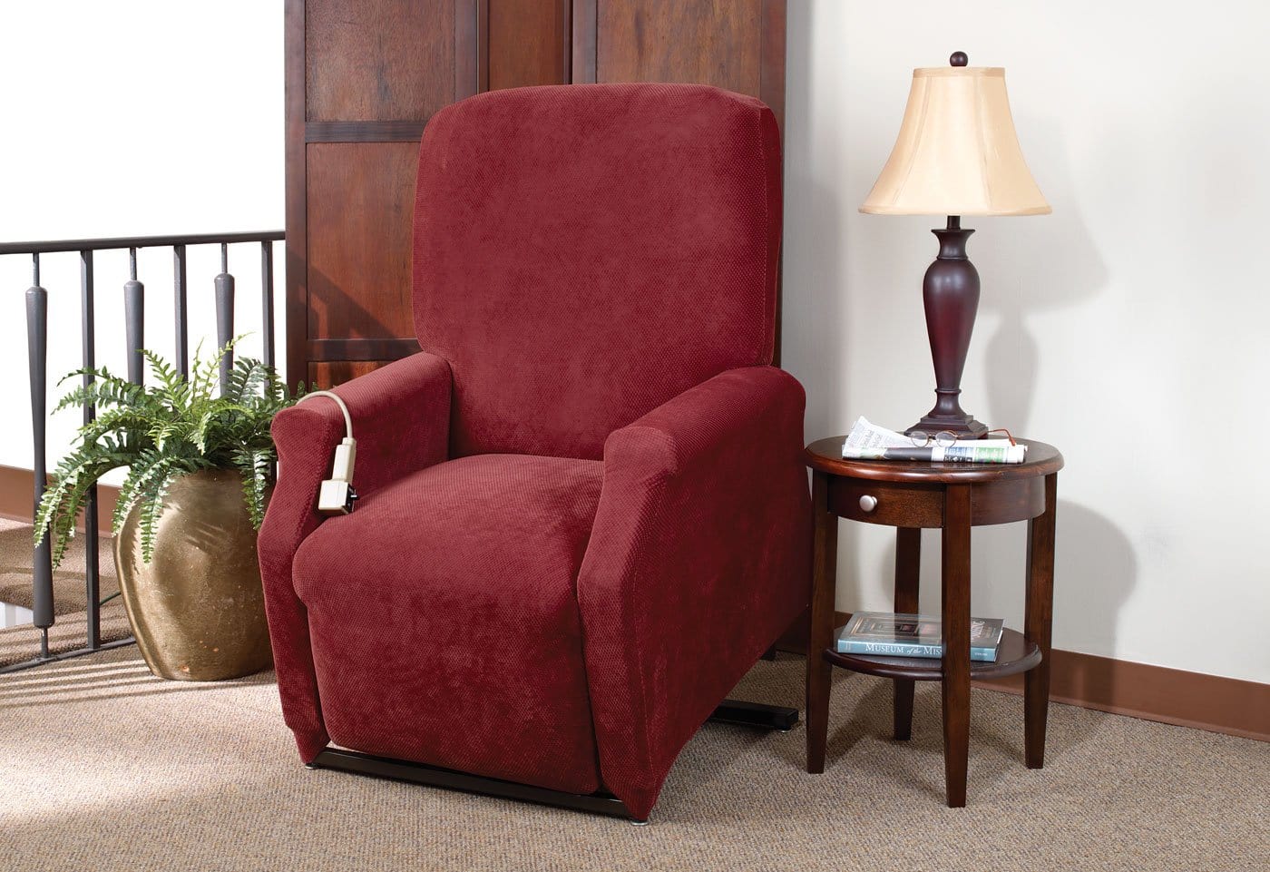 NEW Textured Pique Recliner Furniture Cover Chocolate 