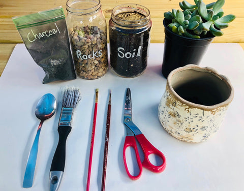 Tools & Material for planting a succulent garden, The Botanical Journey