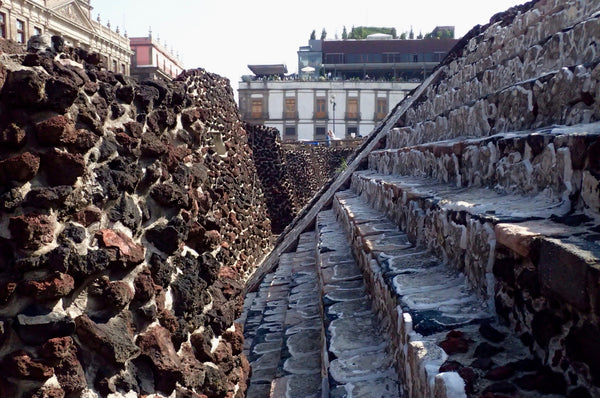 The Great Pyramid of Tenochtitlan, Mexico City Aztec Ruins, Templo Mayor, Plaza Mayor, Stairs of the Great Aztec Temple