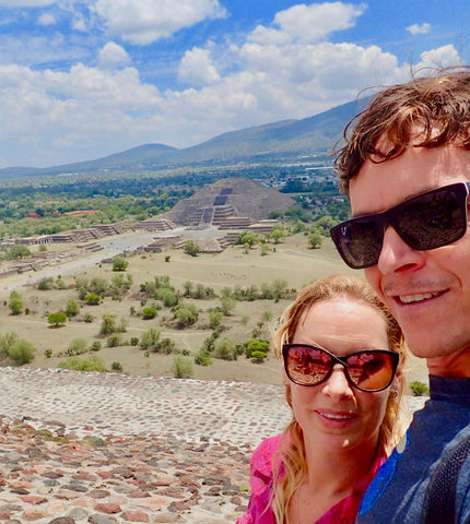 Atop of the pyramid of the sun, teotihuacan, cody & jenn, pyramid of the moon