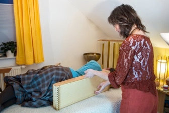 example of a Monolina used as a therapy Monochord in a sound massage setting