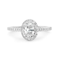 oval cut pave halo diamond ring