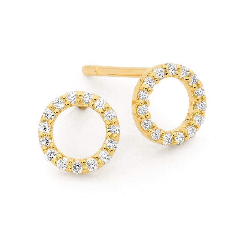 circle diamond earrings gold