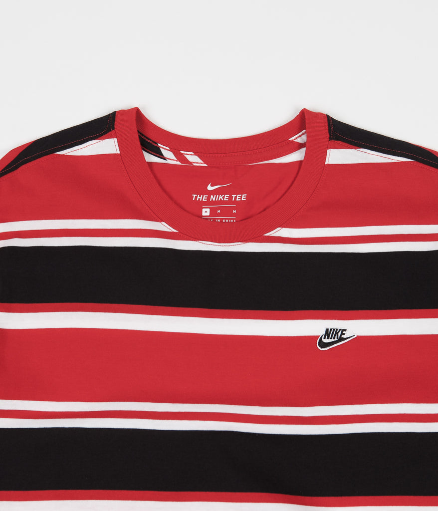 black red and white nike shirt