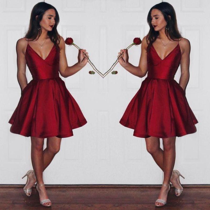 short red semi formal dresses