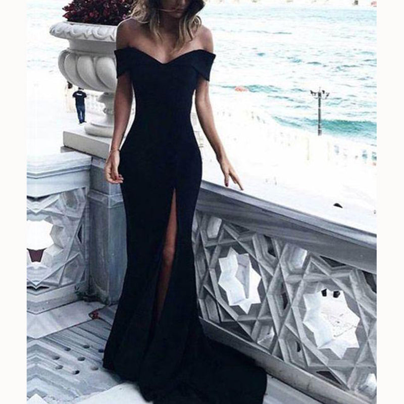 black mermaid evening dress
