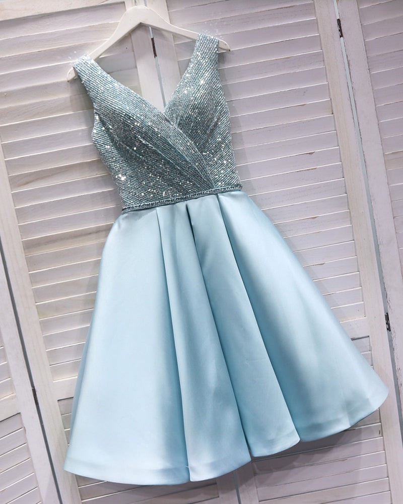 light blue short semi formal dress