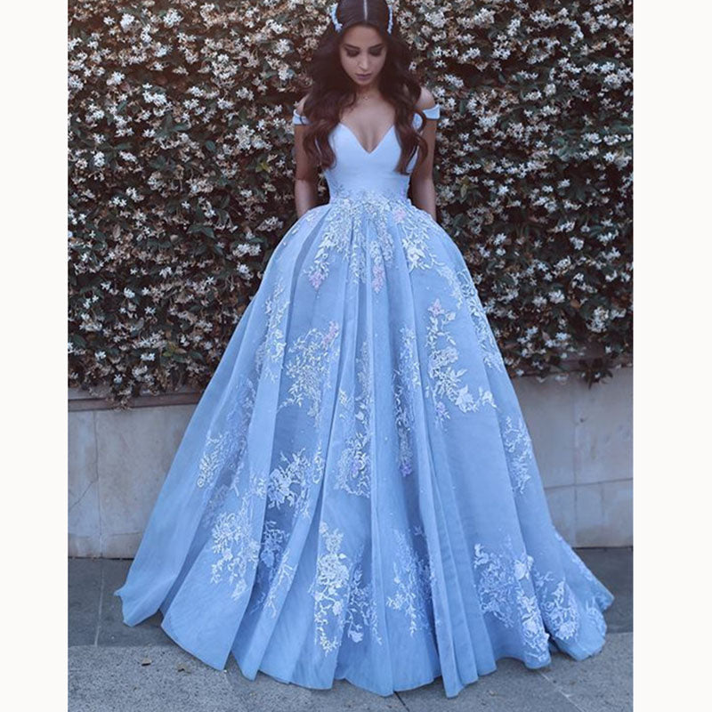 sky blue wedding dress