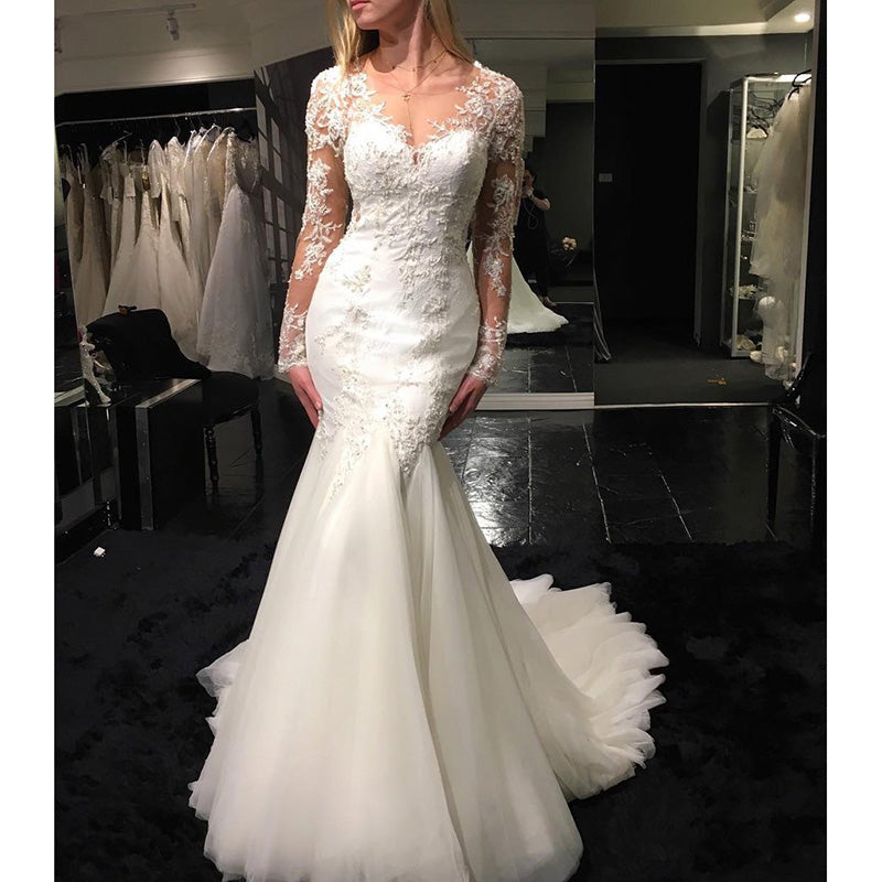 fishtail long sleeve wedding dress