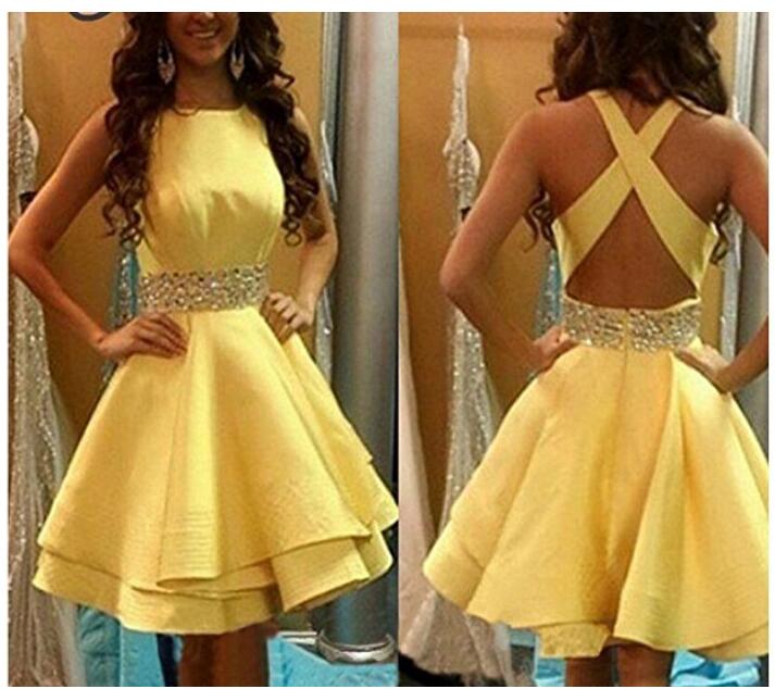 yellow short dresses juniors