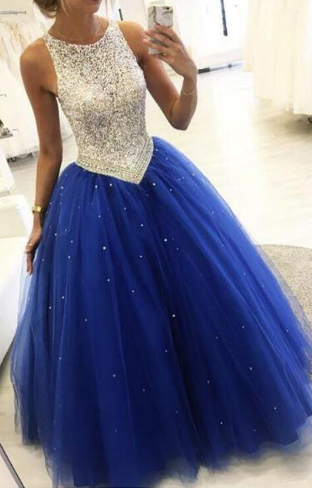 royal blue and silver sweet 16 dresses