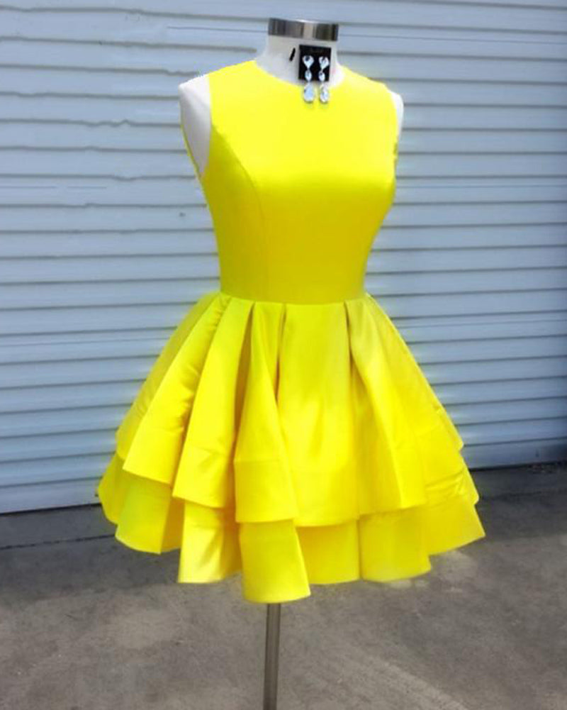 yellow short dress prom