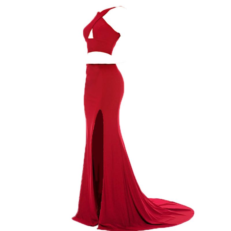 red fitted prom dresses