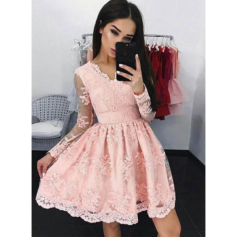 lace party dresses with sleeves