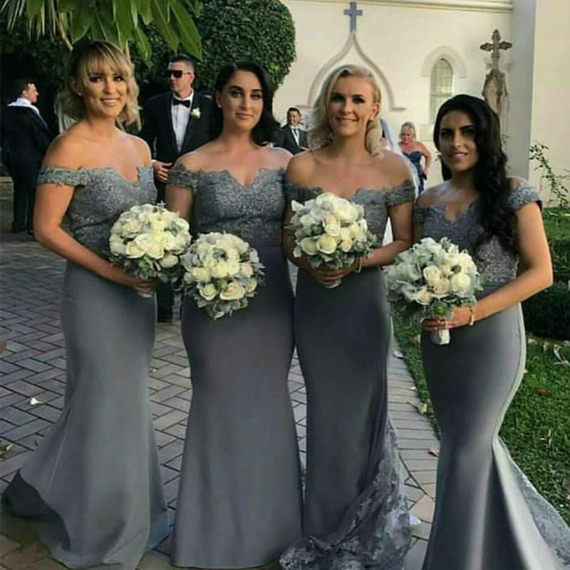 grey mermaid wedding dress