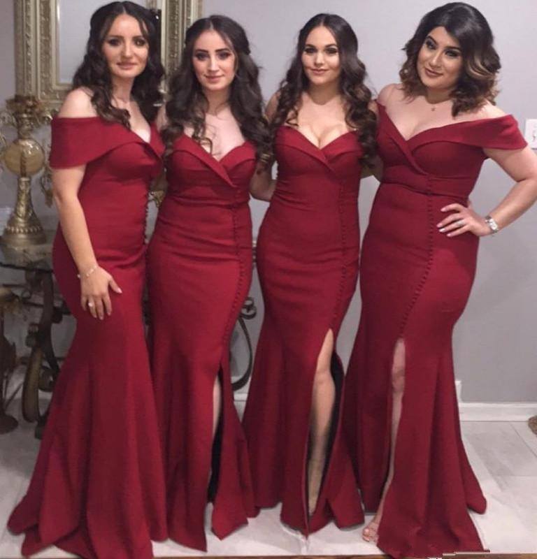 wine red maid of honor dresses