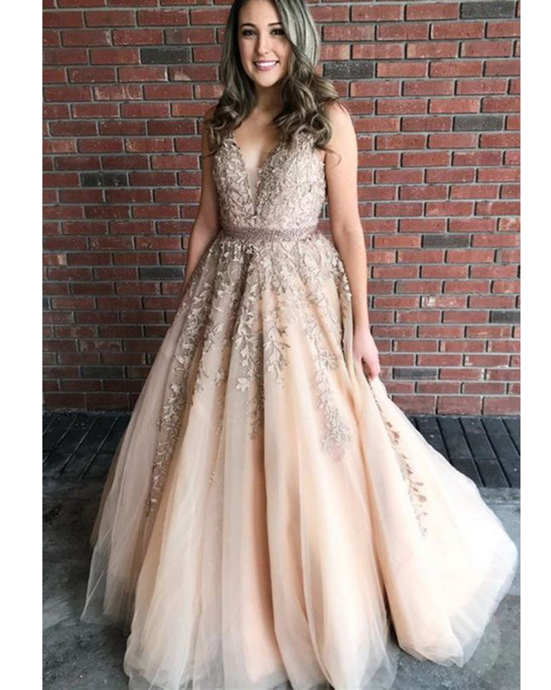 champagne and gold prom dresses