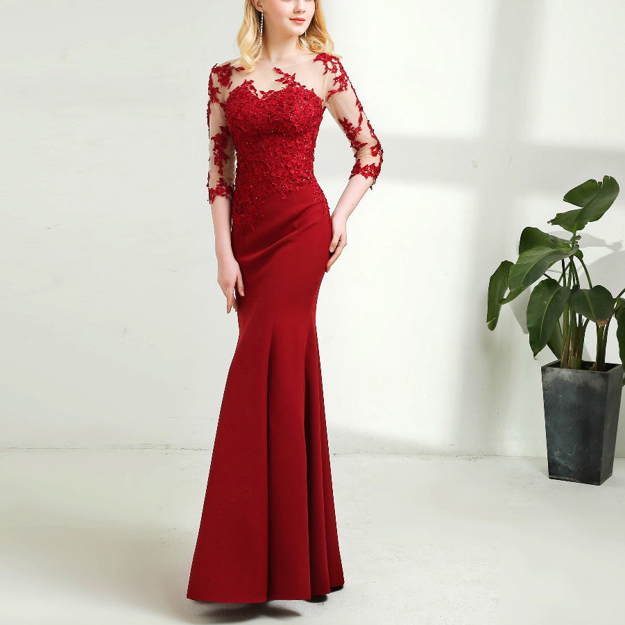 red elegant long dress