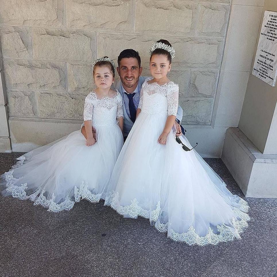 White Lace and Ruffled Tulle Flower Girl Dresses - Xdressy