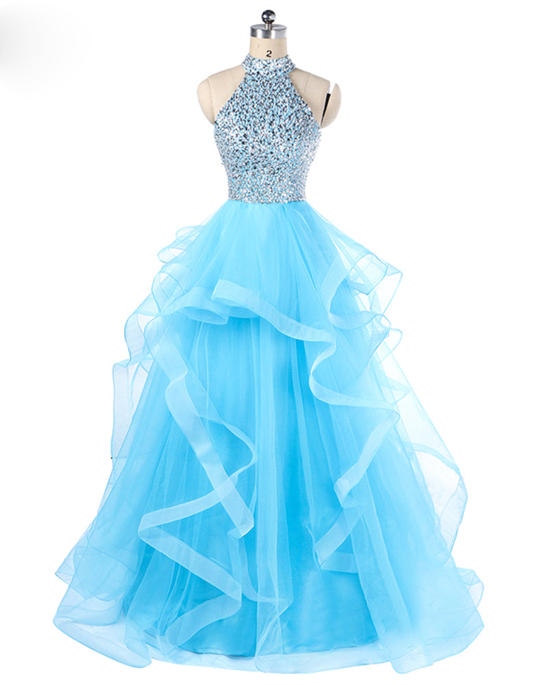 aqua blue long gown